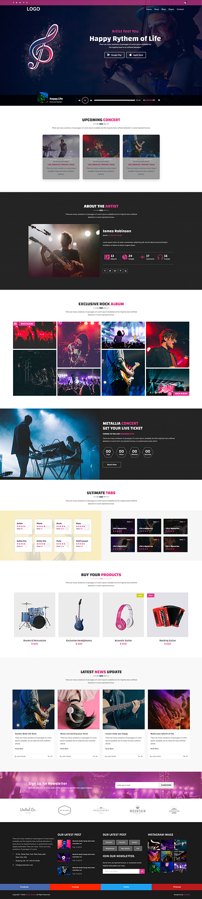 Concert Website Design, Themes, UI Design 3d animation branding design graphic design illustration logo motion graphics ui vector