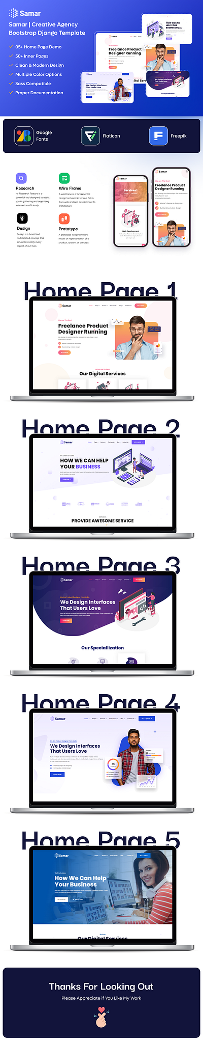 Samar | Creative Agency Bootstrap Django Template branding creative creative agency design django template illustration logo product design social media marketing social media post template ui ui dexign uiux user experience user interface web web design web development website