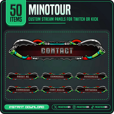 Minotaur theme Panels | 50x Twitch Panels set darkness panel