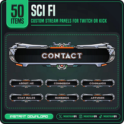 50x Sci-fi Theme Panels |Sci-fi Twitch Panels sains theme