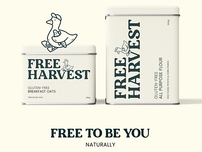 Free Harvest - Branding & Package Design brand design branding duck duck logo gluten free gluten free packaging illustration illustration branding logo design mascot logo minimal branding packaging packaging design