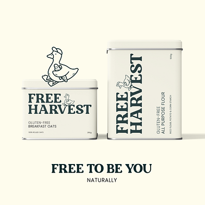 Free Harvest - Branding & Package Design brand design branding duck duck logo gluten free gluten free packaging illustration illustration branding logo design mascot logo minimal branding packaging packaging design