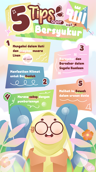 Illustration Infograpich, Tips How to be gratefull infograpich