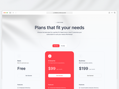 Pricing Page clean design finance management fintech landing page light mode minimalist plan price pricing card pricing plan project saas saas website ui ux web design