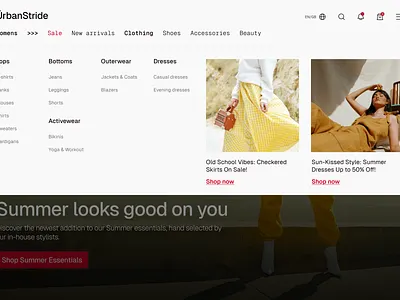 E-commerce concept - megamenu e commerce fashion megamenu ui design web design