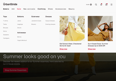 E-commerce concept - megamenu e commerce fashion megamenu ui design web design