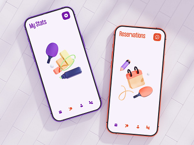 Icons for empty screens for a Ping Pong application 3d 3dillustration blender empty screens graphic design ping pong pingpong render ui