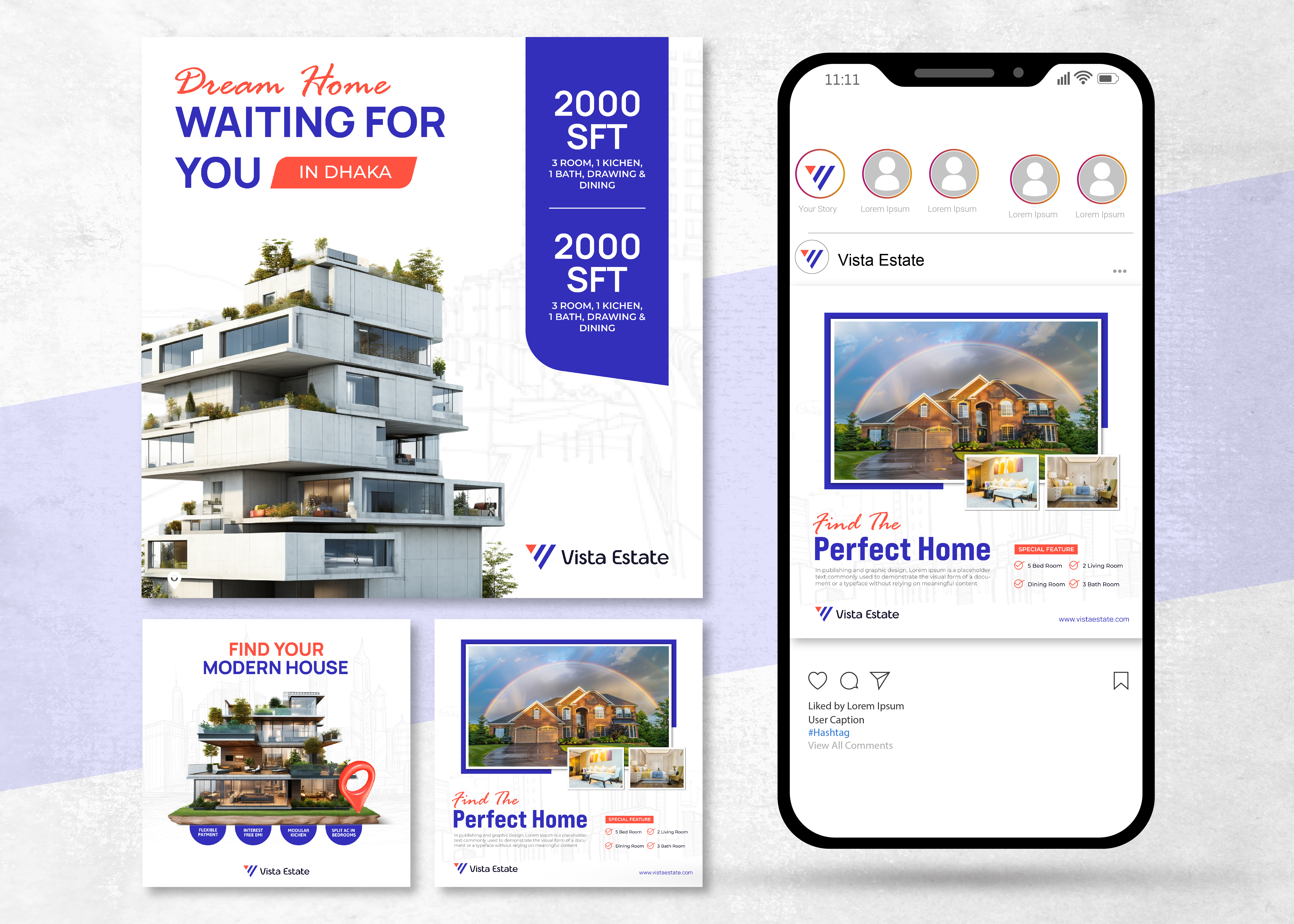 Social Media Design For Vista Estate brand identity branding facebook post graphic design instagram post social media design social media post