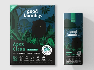 Packaging design for natural laundry - new flavor branding detergent drawing flat art forest graphic design illustration jungle laundry sport tiger