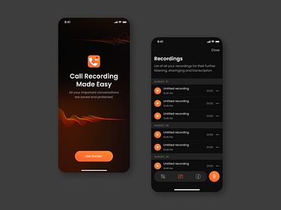 Call Recorder App call recorder mobile ui ux