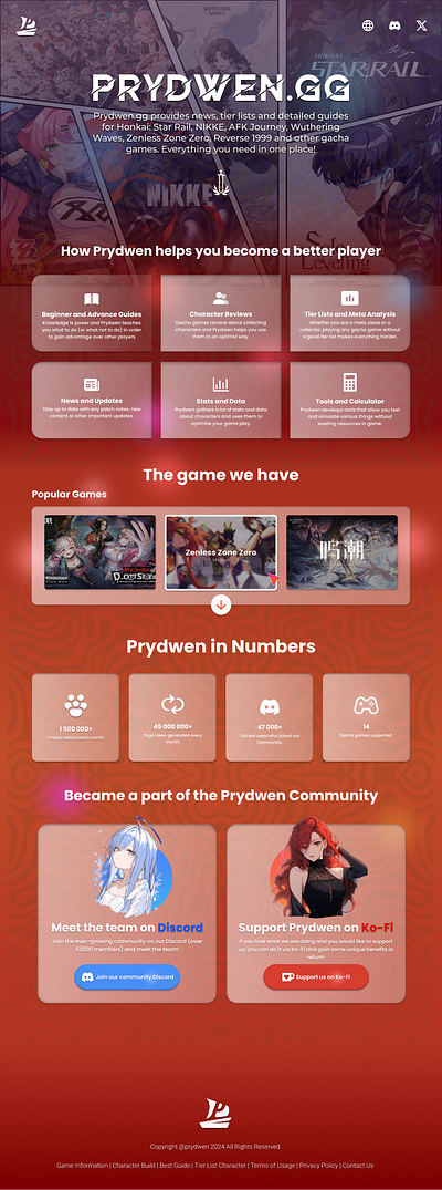 Prydwen.gg Redesign anime app branding design design graphic illustration logo mihoyo poster simple typography ui uiux ux vector web webdesign webiste zenlesszonezero