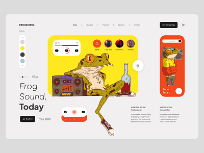 Frog sound concept creative design frog graphic design landig page minimalism music sound toads ui