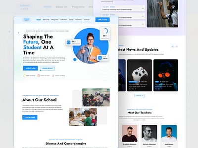 School Website Landing Page UI/UX Design design educationdesign figma home page design landing page school management schoolwebsitedesign ui ui desing uiuxdesign userexperience uxui webdesign website design