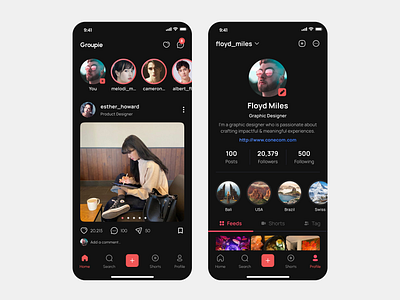 Groupie - Social Network App app design media mobile social ui ux