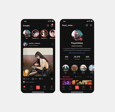 Groupie - Social Network App app design media mobile social ui ux