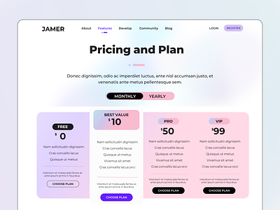 Pricing and Plan UI Light Mode design practice saas ui ux