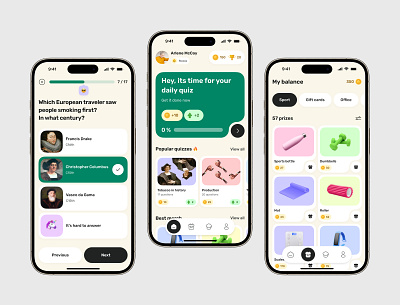 Mobile IOS App - Japan Tobacco International award colored graphic design green illustrations ios light mode mobile navbar navigation question questionnaire quiz stepper toolbar ui ux