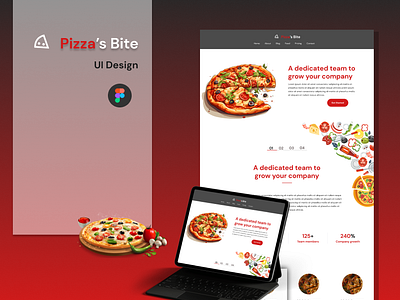 pizza's bite - Food Landing page figma food restorent landing page ui website