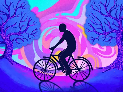 Journey art bicycle bike creative ethereal graphics hand drawn illustration ipad journey procreate psychedelic psychedelic art silhouette surreal trip trippy weird