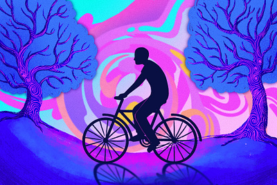 Journey art bicycle bike creative ethereal graphics hand drawn illustration ipad journey procreate psychedelic psychedelic art silhouette surreal trip trippy weird