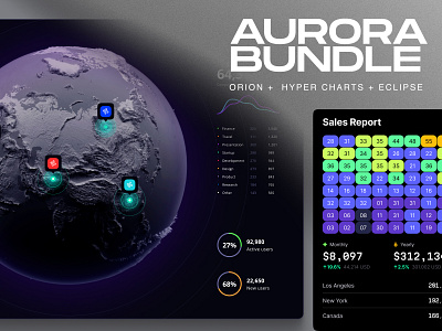 Aurora Bundle 3d animation branding chart dashboard dataviz design desktop graphic design illustration infographic logo motion graphics statistic template ui