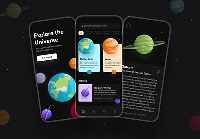 Explore the Universe App Design app design app ui design illustration ui user interface