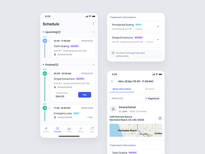 Zendenta - Patient App for Dental Treatment Scheduling app booking clinic dental dentist ehr emr healthcare hospital management medical records mobile product design saas saas dental saas design schedule telemedicine ui ux