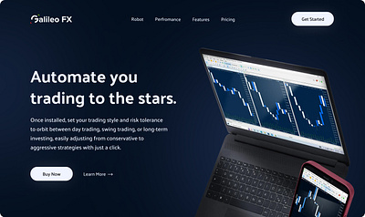 Landing Page - Galileo FX hero section hero section ui homepage landing page trading website design ui ux