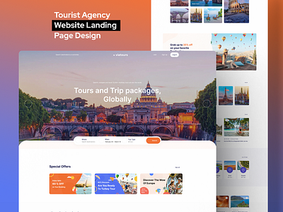 Tourist Agency Website Design android app design app design branding business website dashboard design design e commerce website figma design figma website graphic design landing page design responsive website tourist travel agency ui ui design ui ux design website design