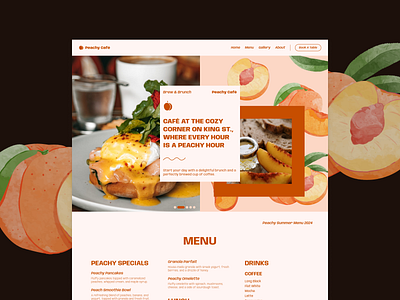 Peachy Cafe Website Design brand identity branding brunch cafe design figma freelancer logo peach peachy restaurant squarespace ui ux web web design website website design wix