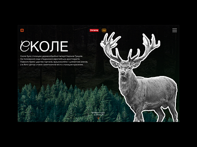 Carpathians - places of power antique black and white carpathians collage culture dark and green dark theme dark ui deer figma forest home homepage shum shum design trees ui ukraine ukrainian web design