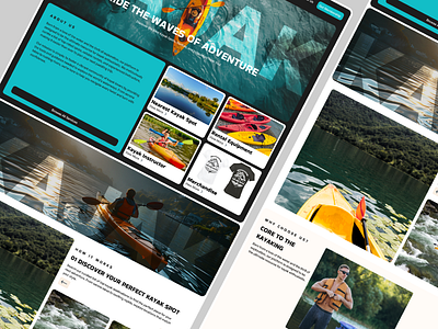 Kajak - Water Sport Adventurer Landing Page community design desktop figma homepage interface kayak landing page landing page design minimalistic modern neat service sport community ui user interface water sport web design website website design