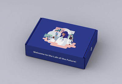 LabTwin Welcome Box adobe illustrator ai artificial intelligence biotech box branding design graphic design illustration marketing minimal onboarding package procreate saas science science and technology science illustration startups technology