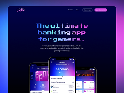 GAMR Concept B- Website branding design digital bank gamer gamers graphic design high performance baking illustration isometric logo logo niche nymbus pixel pixel art streamers ui website