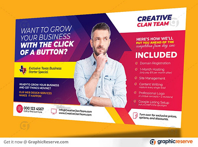 SEO and Web Development Promotional Postcard Template digital agency eddm digital agency postcard seo agency postcard