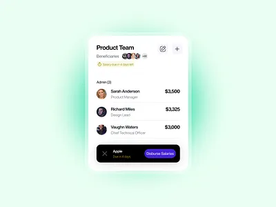 Salary Team List product design ui ux web3