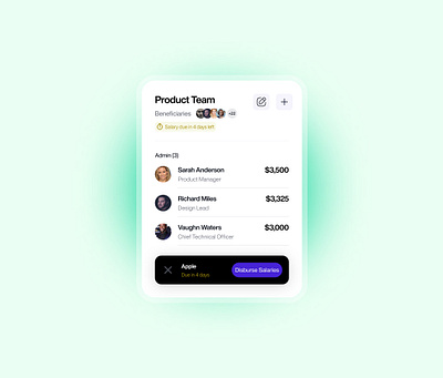 Salary Team List product design ui ux web3