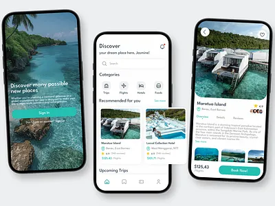 Travel App booking design destination mobile place travel trips ui vacation