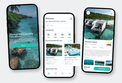 Travel App booking design destination mobile place travel trips ui vacation