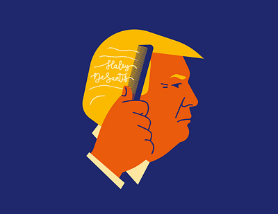 Republican Primaries comb conceptual editorial illustration portrait president republican trump usa