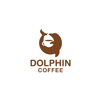 Dolphin Coffee Logo brand identity branding coffee coffee shop dolphin logo logo design simple logo