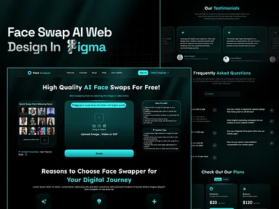 Face Swap AI Web Design ai app design branding design figma ui ui ux web design