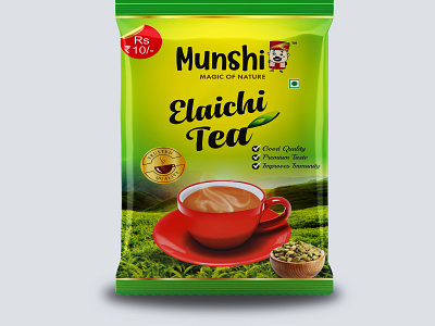 Elaichi Tea Pouch Design or Tea Packaging Design box design brand design branding food packaging indian food packaging indian tea packaging logo design mockup mockup design premium tea pouch design tea tea packaging tea packaging design tea pouch tea pouch design testy tea pouch