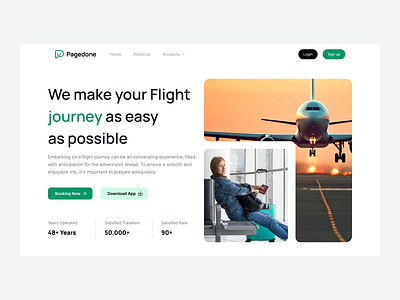 Flight Booking hero section with information stats hero section homepage design landing page modern ui travel website web design