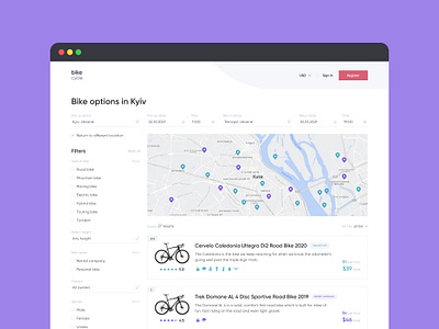 Bike rental service design interface ui ux web app web app design web design website