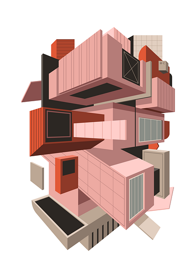 Pink Tower architecture black blackpink branding concrete design digital editorial icon illustration indonesia minimal pastel perspective pink red solid stage ui vector