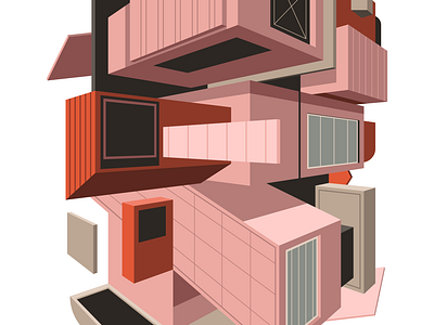 Pink Tower architecture black blackpink branding concrete design digital editorial icon illustration indonesia minimal pastel perspective pink red solid stage ui vector