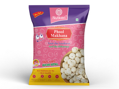 Makhana Pouch Design or Makhana Packaging Design box design branding dry fruits food packaging fox nuts fox nuts packaging fox nuts packaging design fox nuts pouch indian makhana label design logo design makhana makhana branding makhana packaging makhana pouch design packaging pouch design