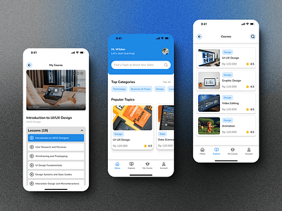 Edukasi - Mobile Video Course Platform app blue class course course app graphic design mobile app platform ui video