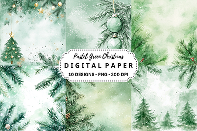 Pastel Green Christmas Digital Paper 3d animation branding graphic design logo motion graphics ui